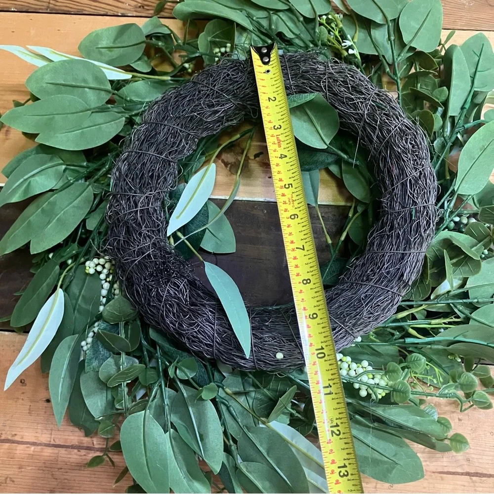 Faux Eucalyptus leaves and white berries wreath 20”